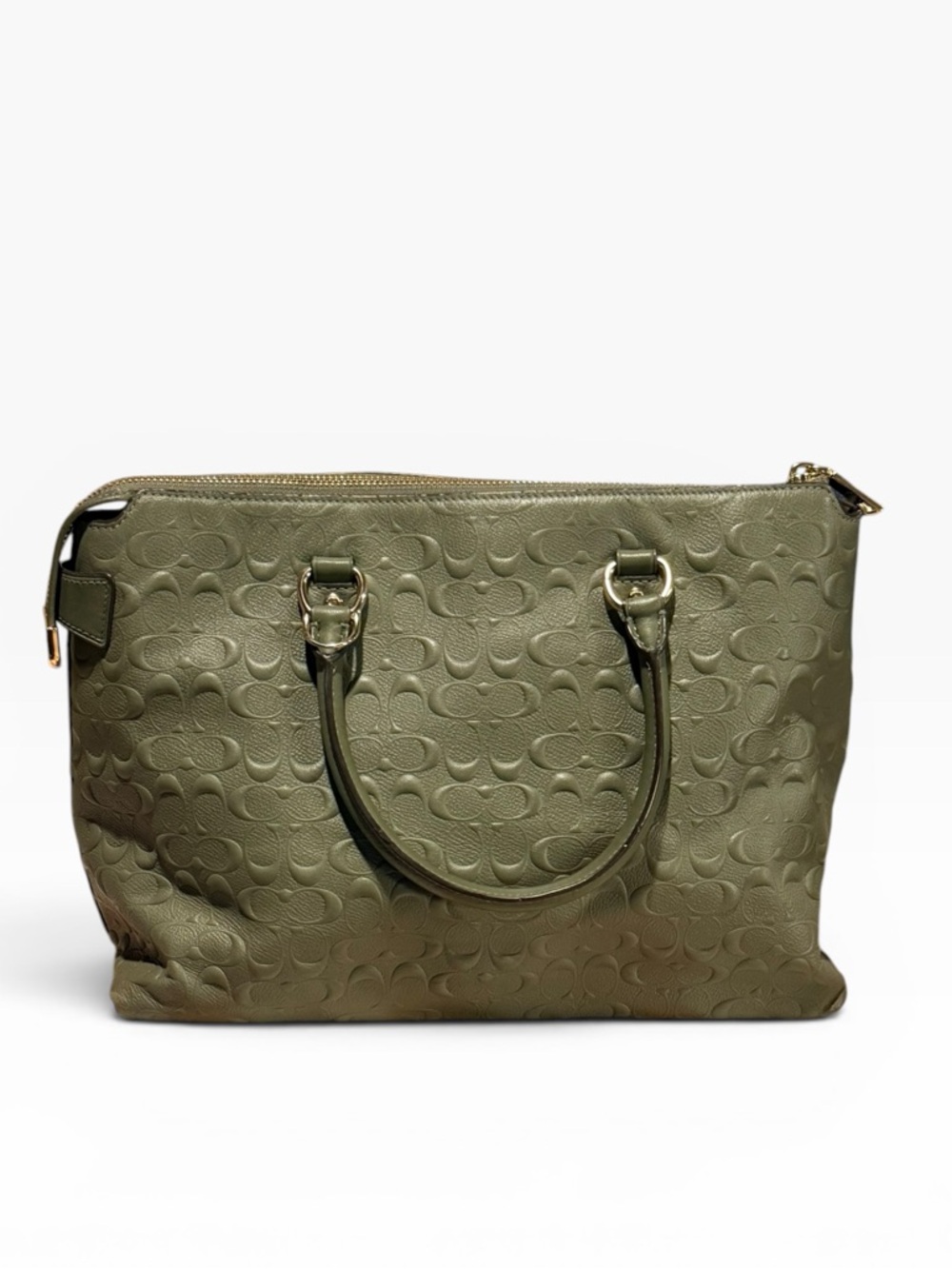 Coach Military Green Gold Emma Satchel Signature Leather Style F76639 - Picture 4 of 12